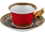 Чайная пара Versace «Medusa», красный/золотистый