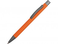 Ручка металлическая soft touch шариковая «Tender» с зеркальным слоем, оранжевый/серый