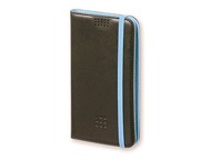 Чехол-книжка универсальный двухцветный, XL, черный/голубой