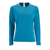 Футболка с длинным рукавом SPORTY LSL WOMEN, ярко-бирюзовая
