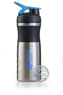 Спортивный шейкер SportMixer Stainless, черный с бирюзовым