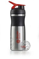 Спортивный шейкер SportMixer Stainless, черный с красным
