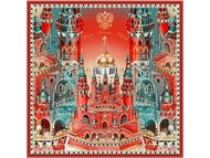 Платок "Кремль - Москва - Фаберже"