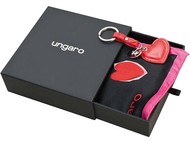 Набор Ungaro: брелок «Сердце», платок шелковый, черный/красный