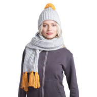 GoSnow, вязаный комплект шарф и шапка, меланж c фурнитурой золотой